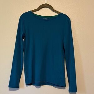 Talbots Blue Crewneck Tee with Green Trim